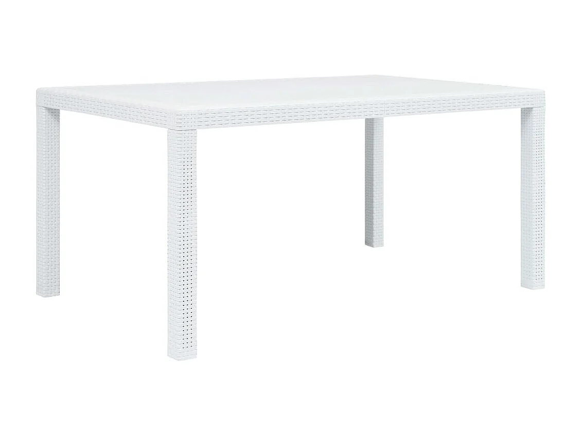 Tavolo da giardino Bianco 150x90x72 cm Plastica Effetto Rattan