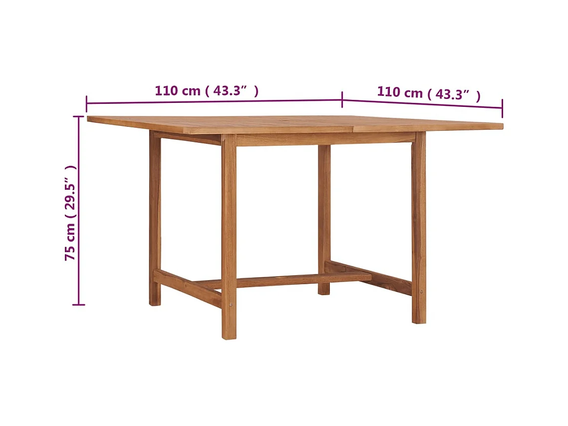 Tuintafel 110x110x75 cm Massief teakhout