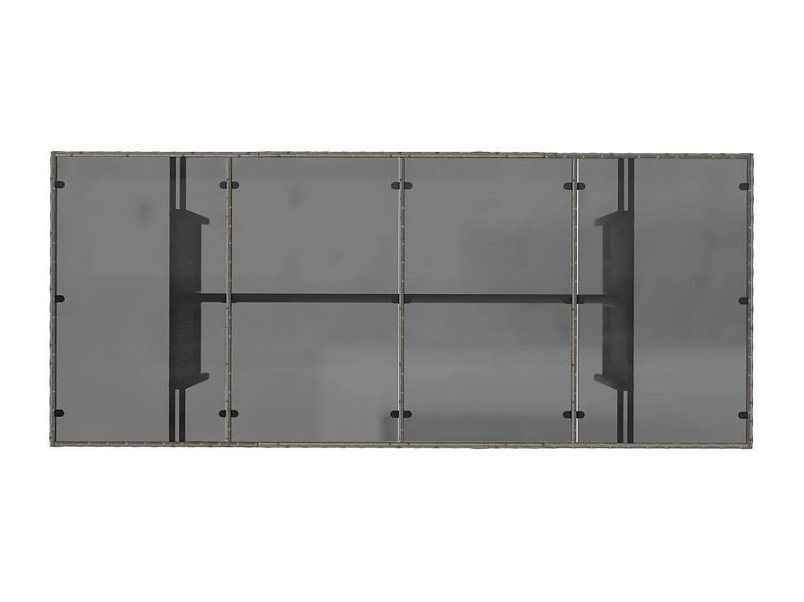 Tuintafel met grijs glazen blad en gevlochten hars