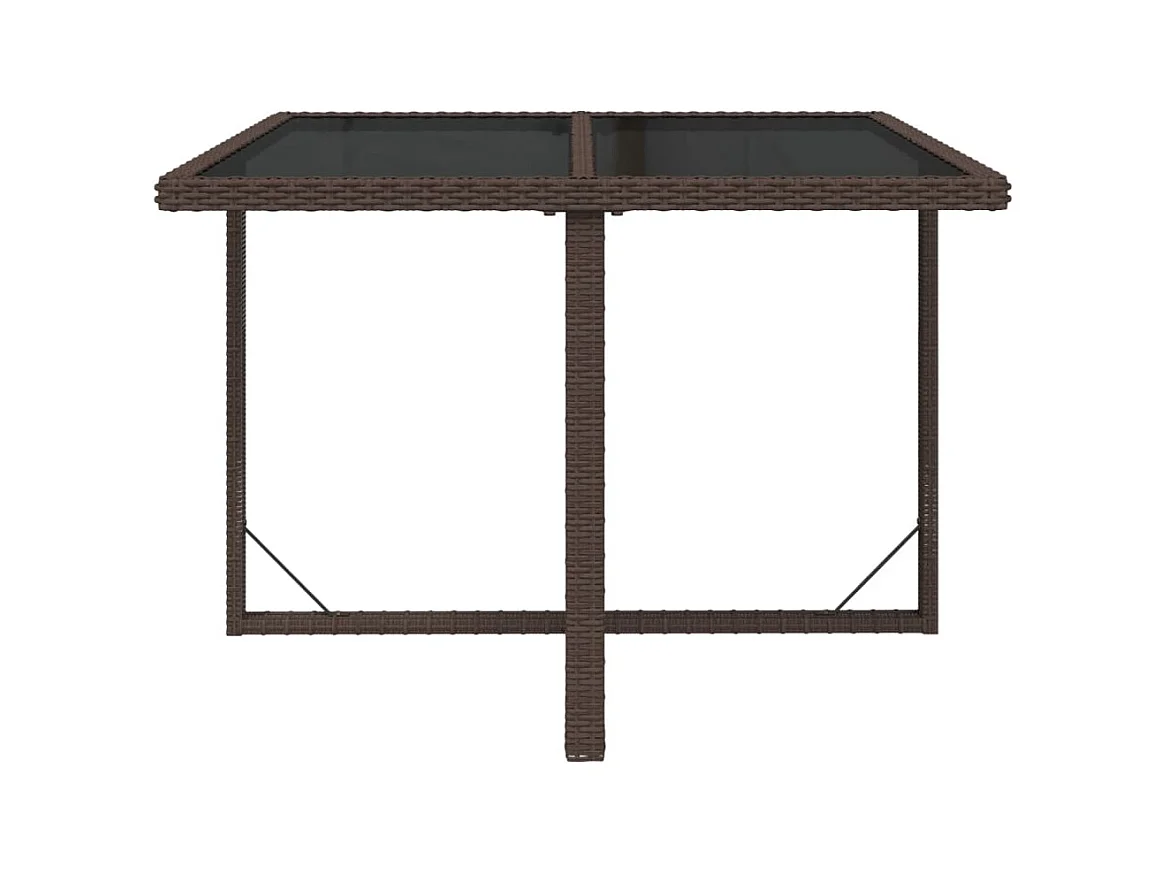 Bruine tuintafel 109x107x74 cm Geweven hars en glas