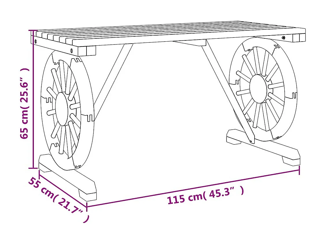 Tuintafel 115x55x65 cm massief dennenhout