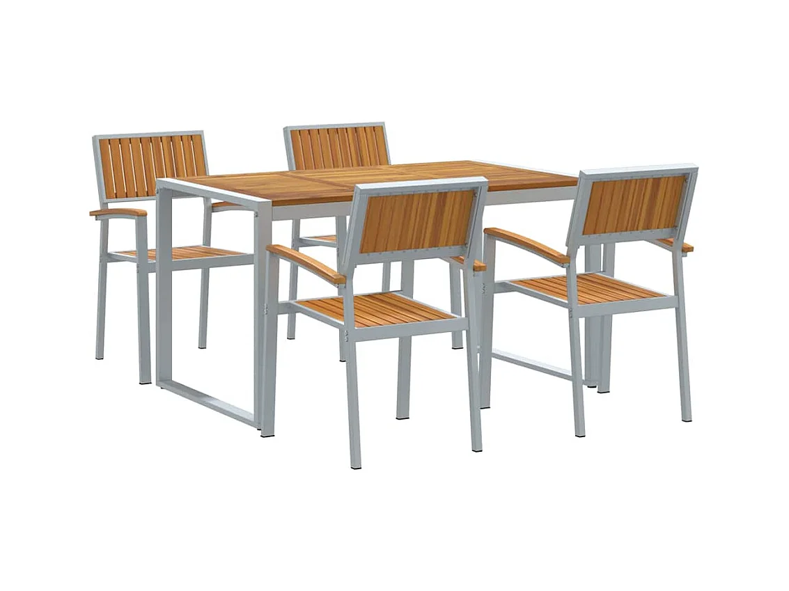 Ensemble de salle à manger pour jardin 5 pcs Gris et marron