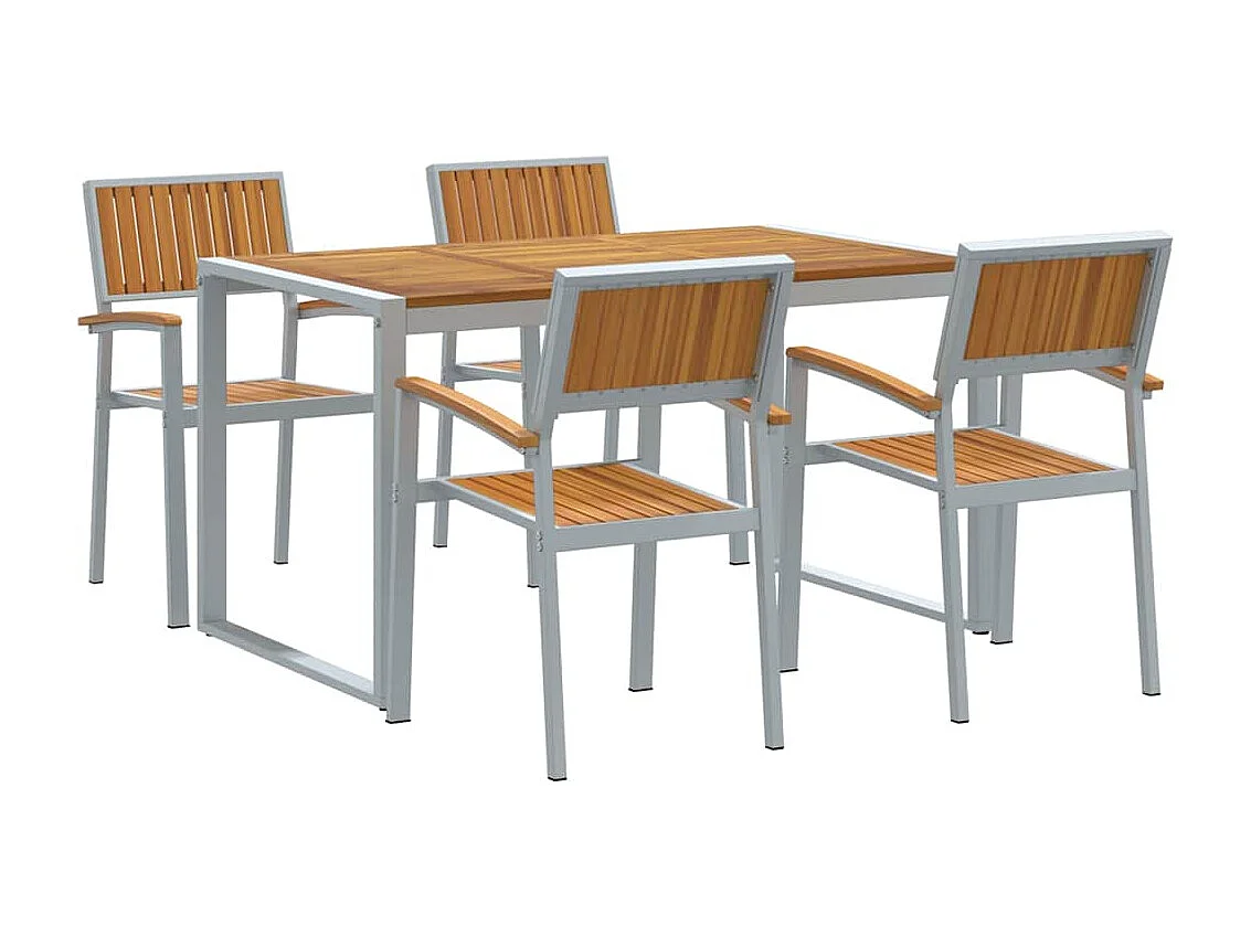 Ensemble de salle à manger pour jardin 5 pcs Gris et marron