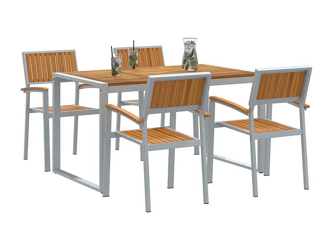 Ensemble de salle à manger pour jardin 5 pcs Gris et marron