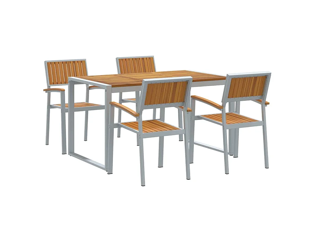 Set da pranzo da giardino da 5 pezzi in grigio e marrone