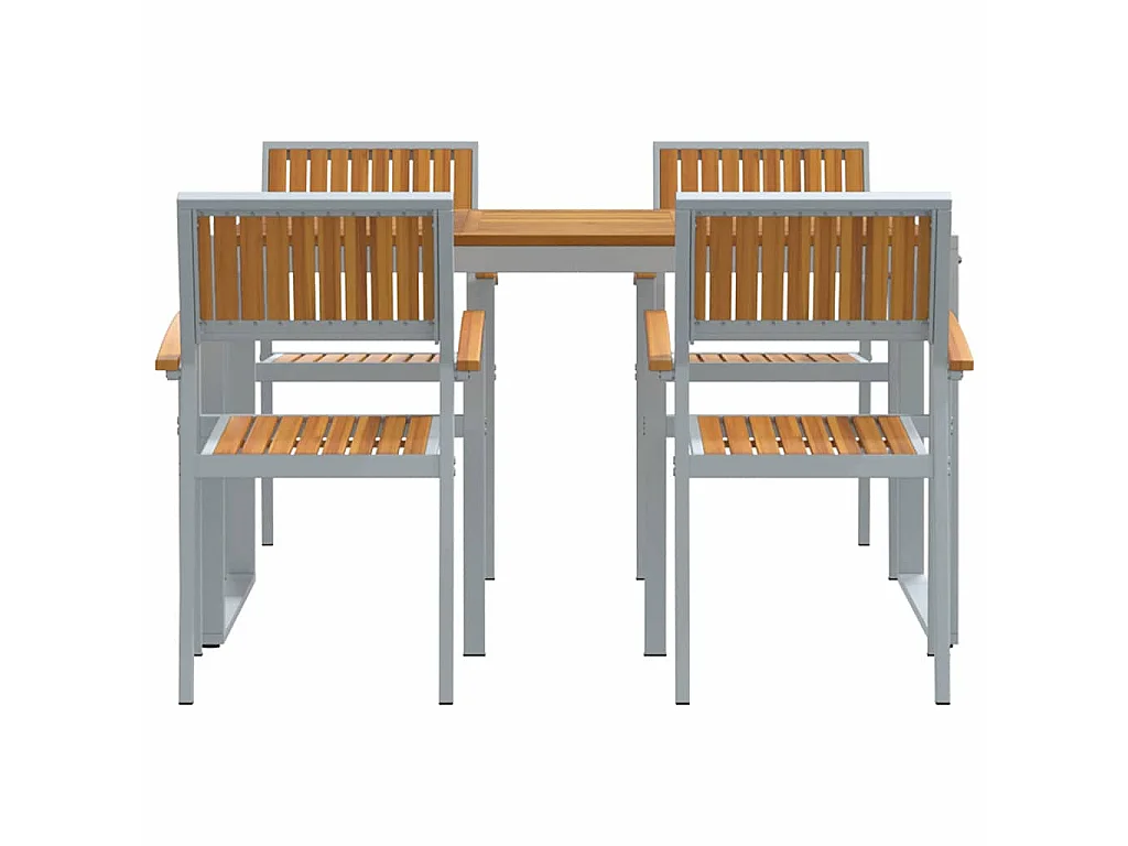 Set da pranzo da giardino da 5 pezzi in grigio e marrone