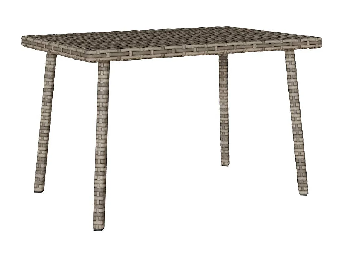 Table basse de jardin rectangulaire gris 60x40x37 cm rotin