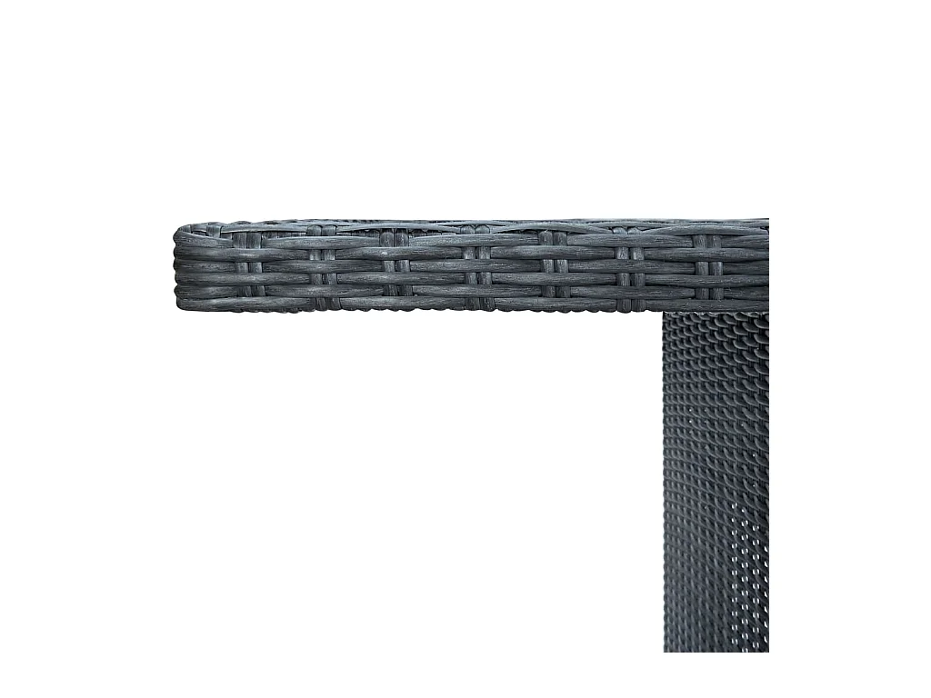 Donkergrijze tuintafel, harsriet en gehard glas