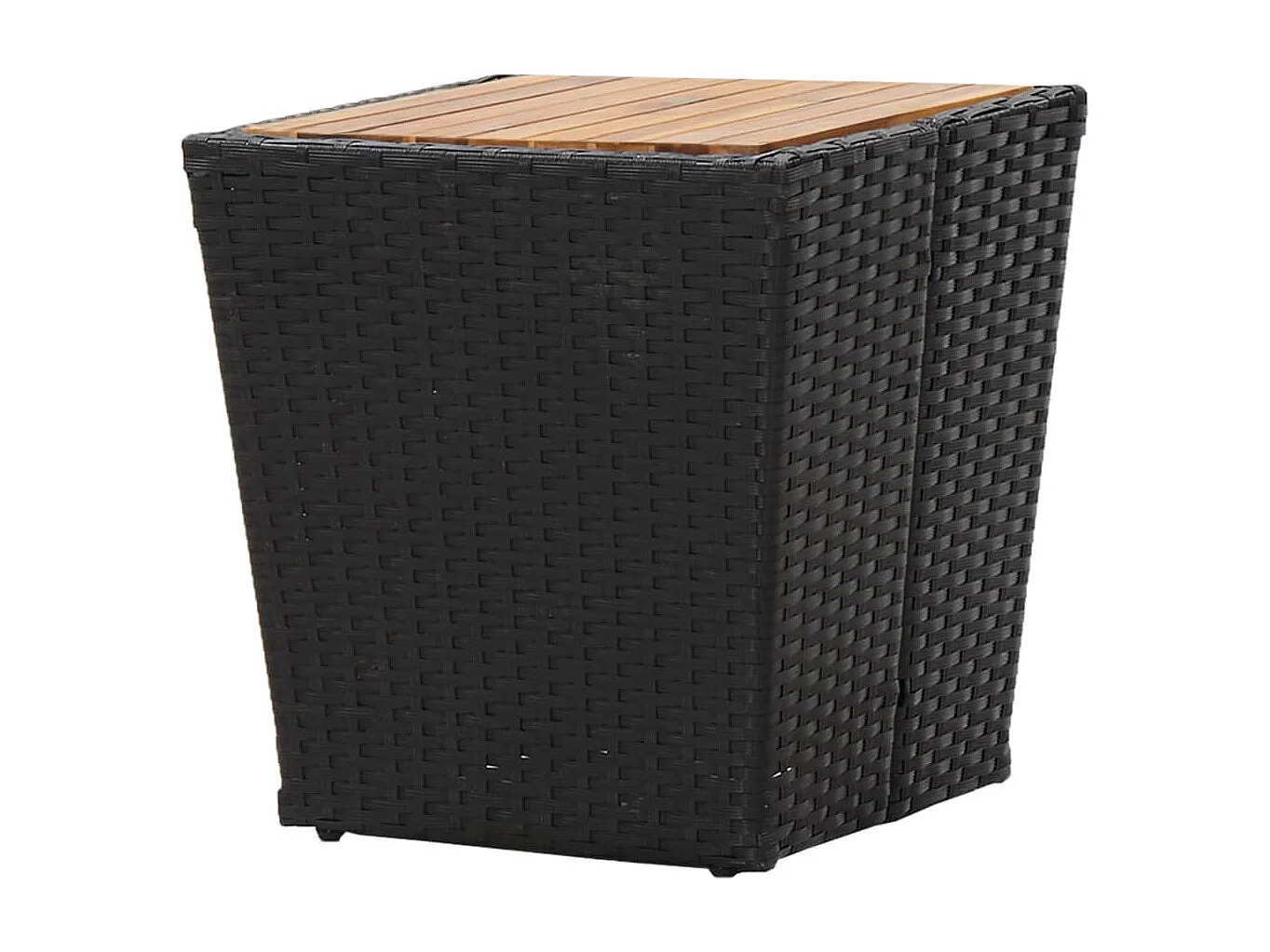 Tavolino da tè nero 41,5x41,5x43cm Resina intrecciata e legno di acacia