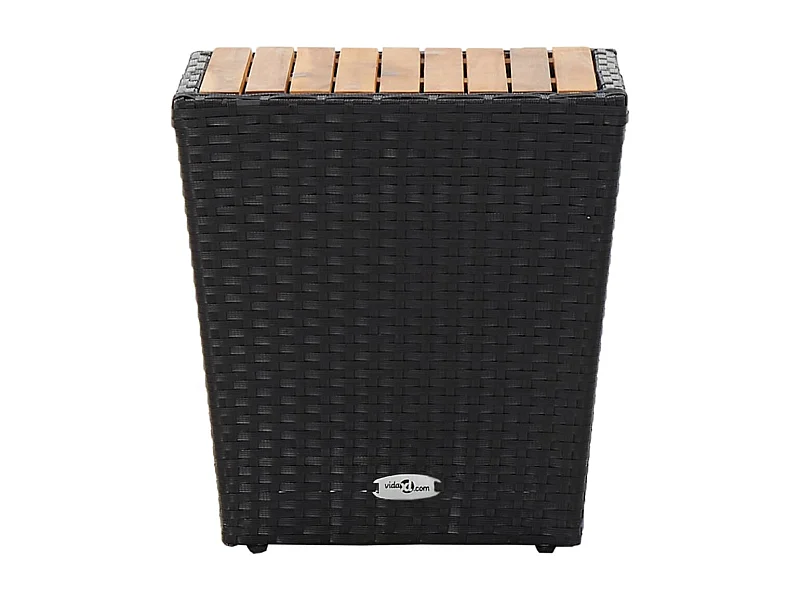 Table à thé Noir 41,5x41,5x43cm Résine tressée et bois d'acacia