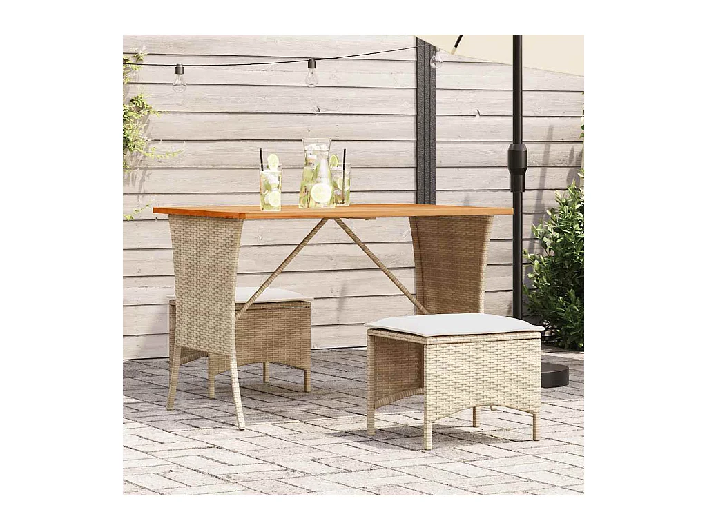 Table de jardin avec dessus en bois d'acacia beige 105x75x72 cm