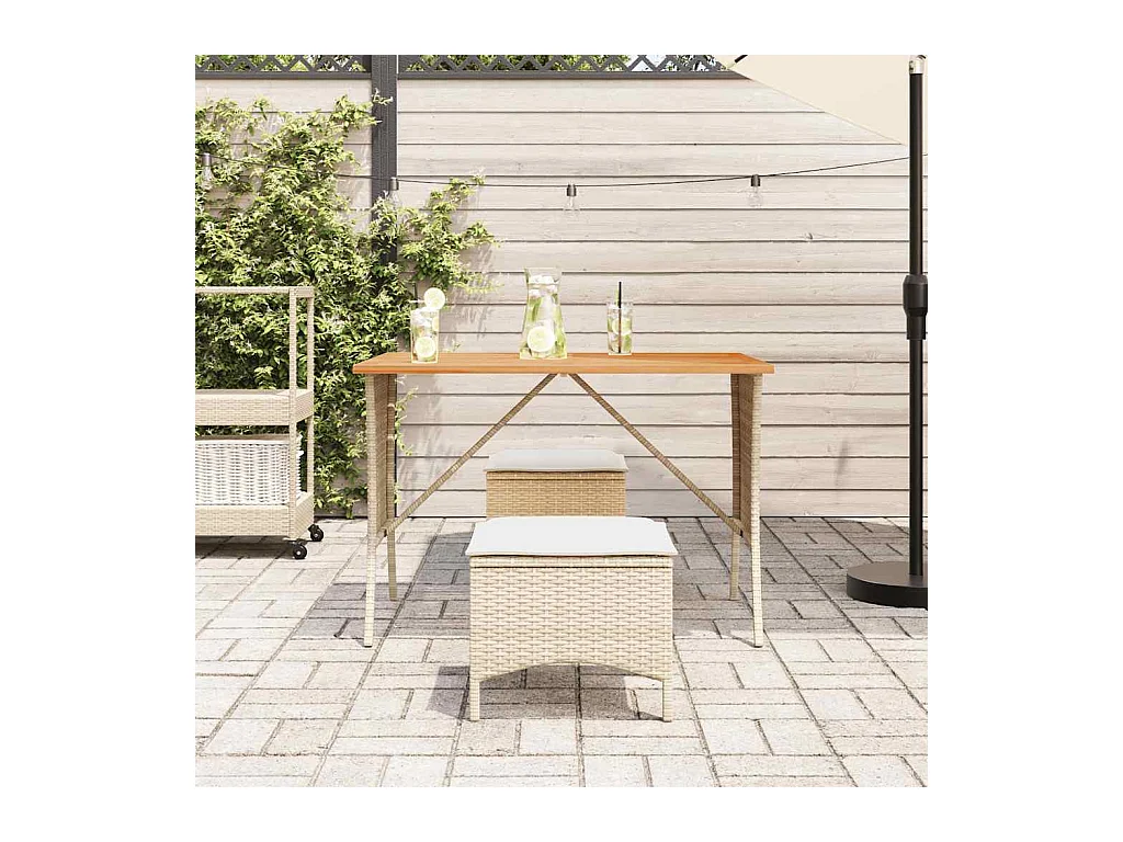 Table de jardin avec dessus en bois d'acacia beige 105x75x72 cm