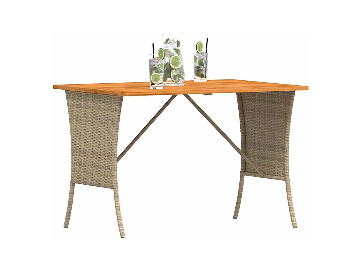 Table de jardin avec dessus en bois d'acacia beige 105x75x72 cm