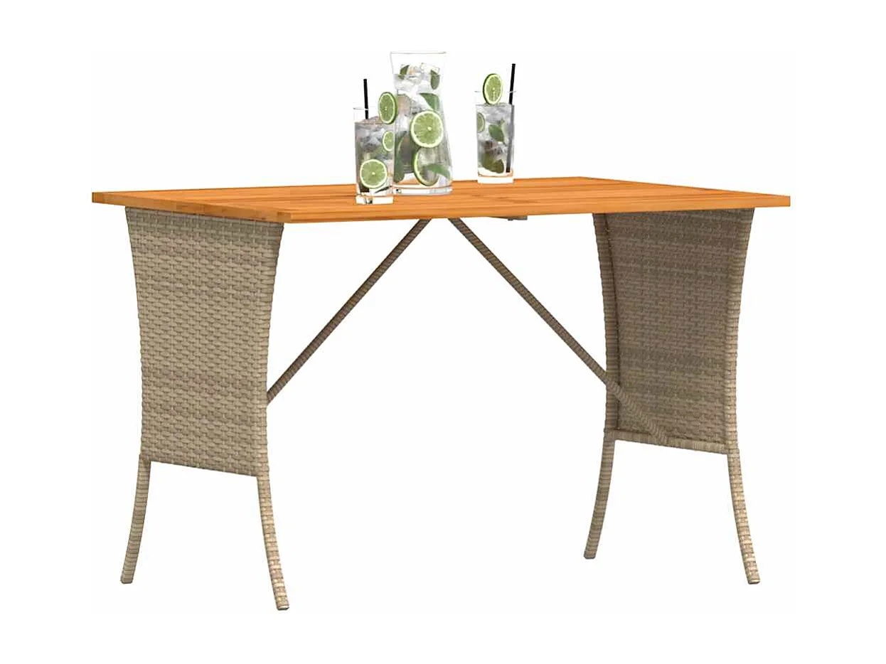 Table de jardin avec dessus en bois d'acacia beige 105x75x72 cm