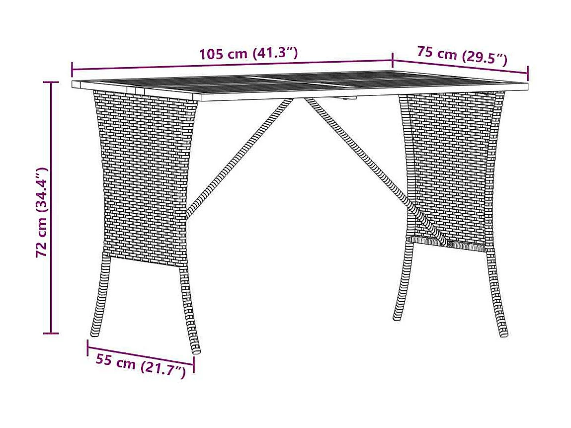 Table de jardin avec dessus en bois d'acacia beige 105x75x72 cm
