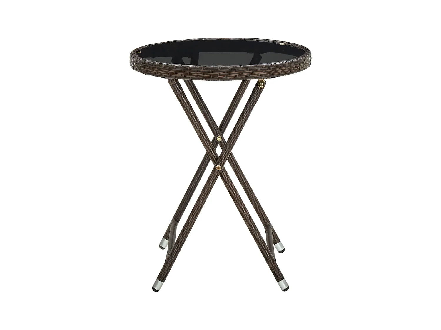 Bruine theetafel 60 cm Geweven hars en gehard glas