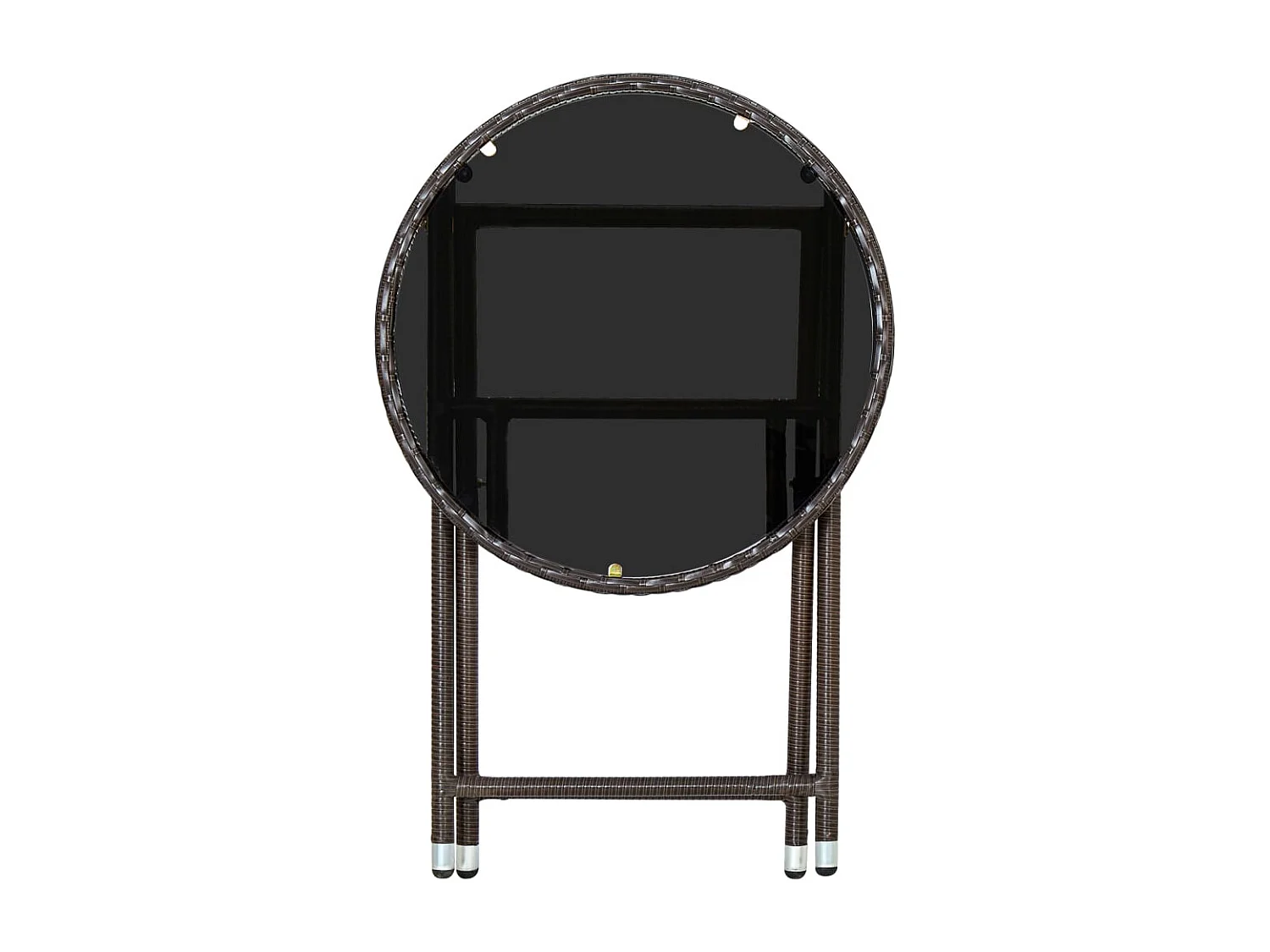 Tavolino da tè marrone 60 cm Resina intrecciata e vetro temperato