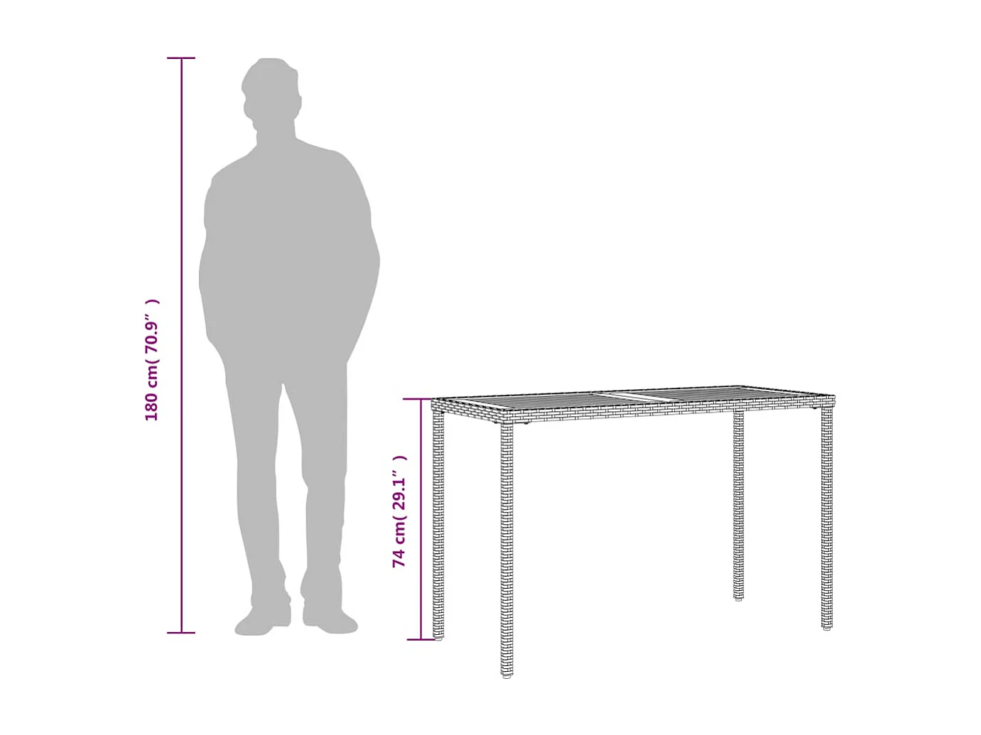 Tuintafel met grijs acaciahouten blad 115x54x74 cm