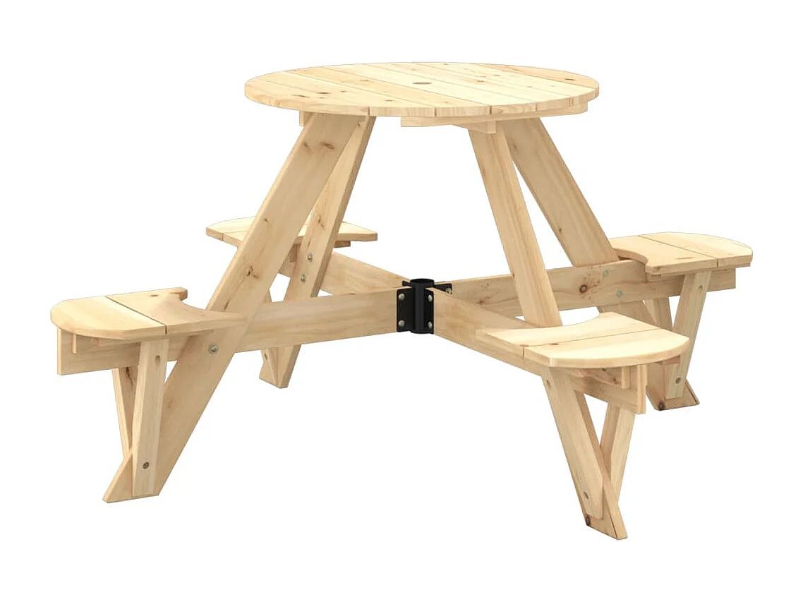 4-persoons kinderpicknicktafel met ronde parasolopening