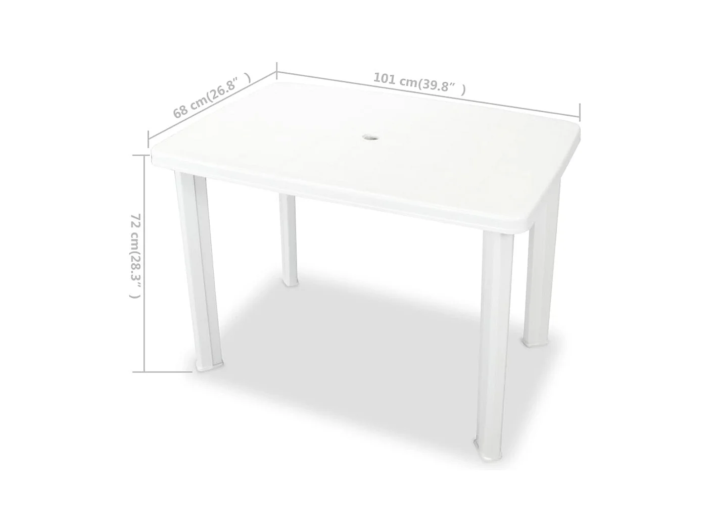 Witte tuintafel 101 x 68 x 72 cm Kunststof