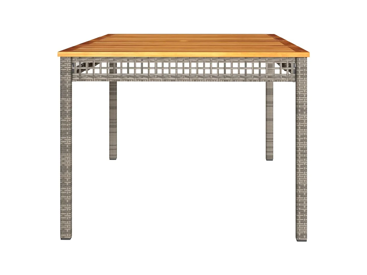 Mesa de jardín gris 180x90x75 cm resina trenzada y madera de acacia