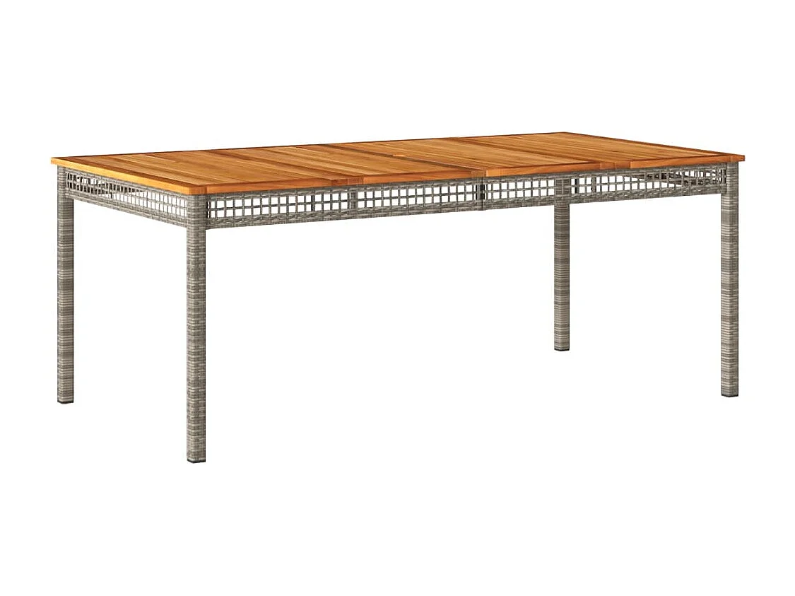 Mesa de jardín gris 180x90x75 cm resina trenzada y madera de acacia