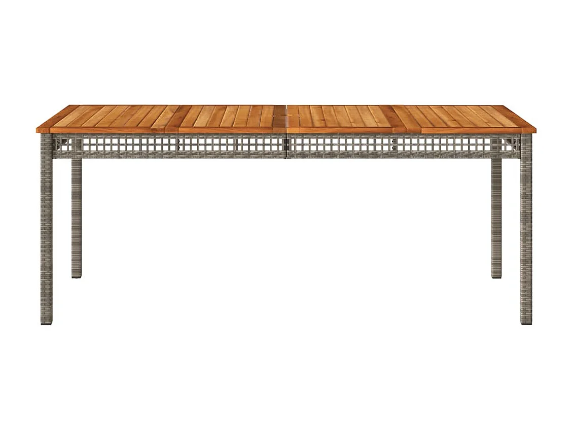 Mesa de jardín gris 180x90x75 cm resina trenzada y madera de acacia
