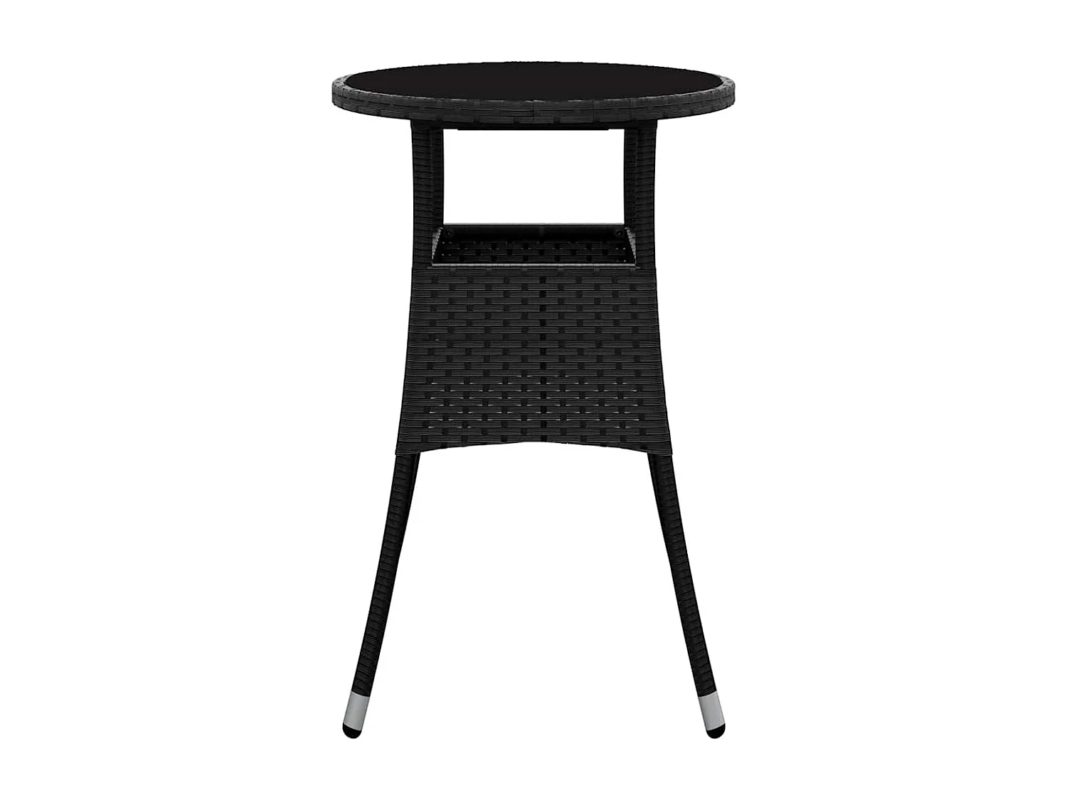 Tuintafel Ø60x75 cm Gehard glas/gevlochten hars Zwart