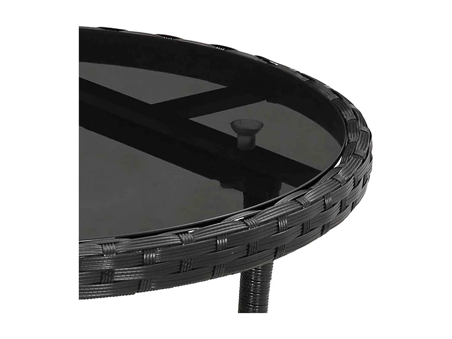 Tavolo da giardino Ø60x75 cm Vetro temperato/resina intrecciata Nero