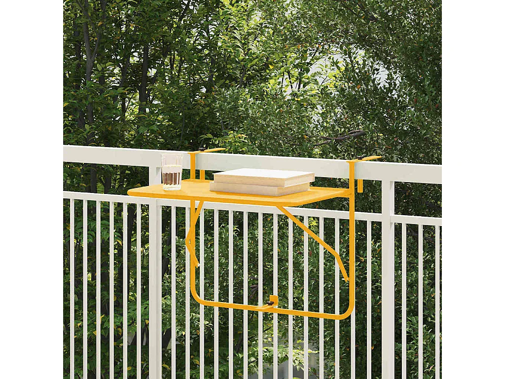 Table Suspendue de Balcon Jaune 60 x 39 x 65 cm Acier
