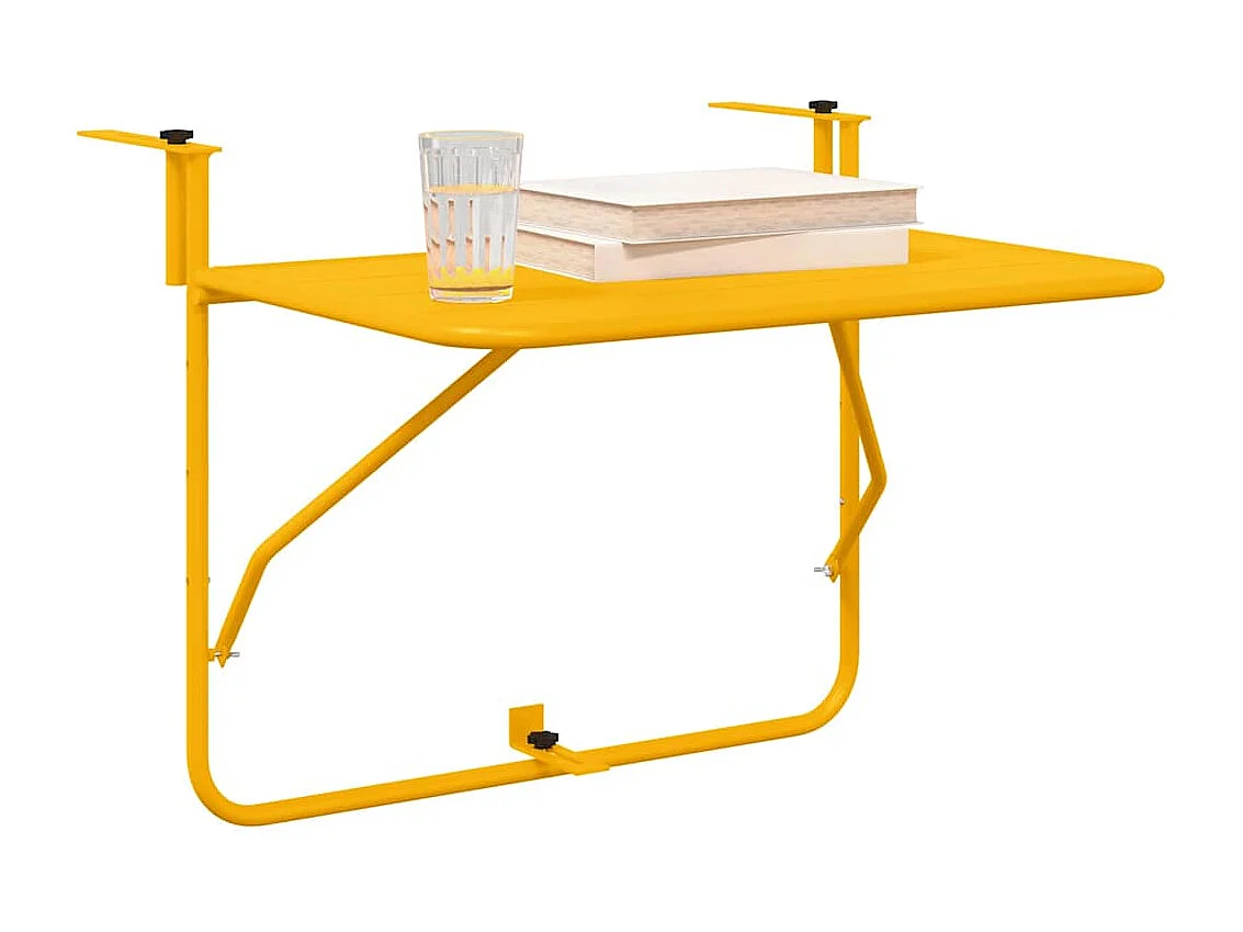 Table Suspendue de Balcon Jaune 60 x 39 x 65 cm Acier