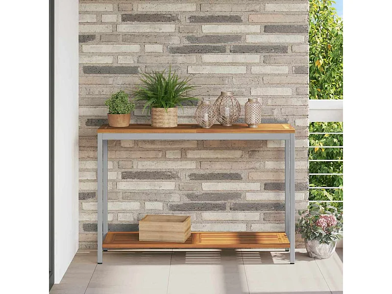 Table de jardin avec stockage Naturel et gris 110 x 35 x 75 cm