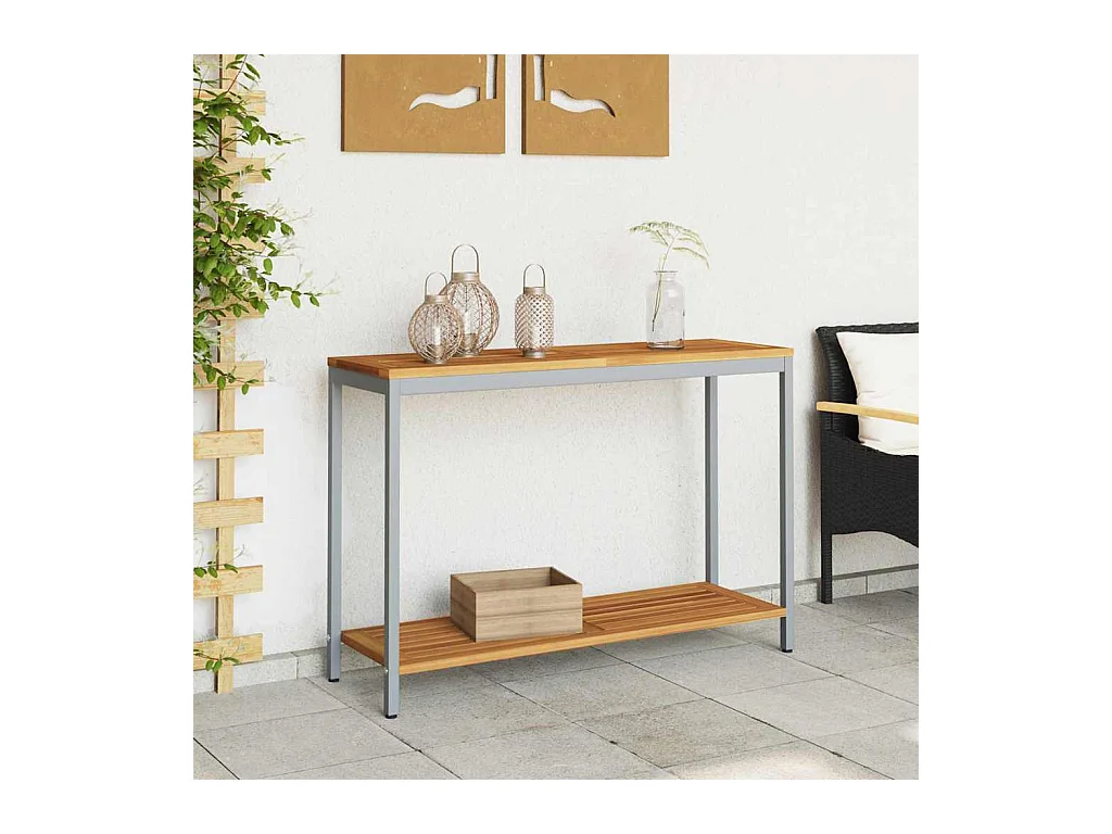 Table de jardin avec stockage Naturel et gris 110 x 35 x 75 cm