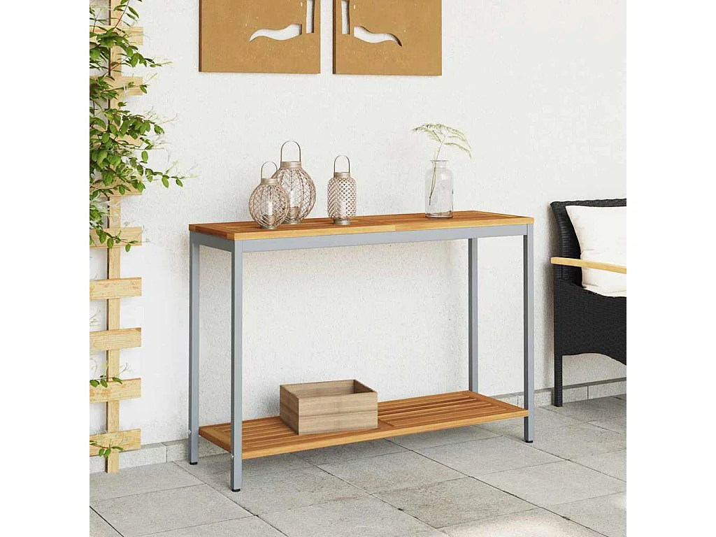 Table de jardin avec stockage Naturel et gris 110 x 35 x 75 cm