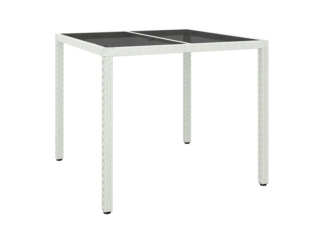 Tuintafel 90x90x75cm Gehard glas en geweven hars Wit