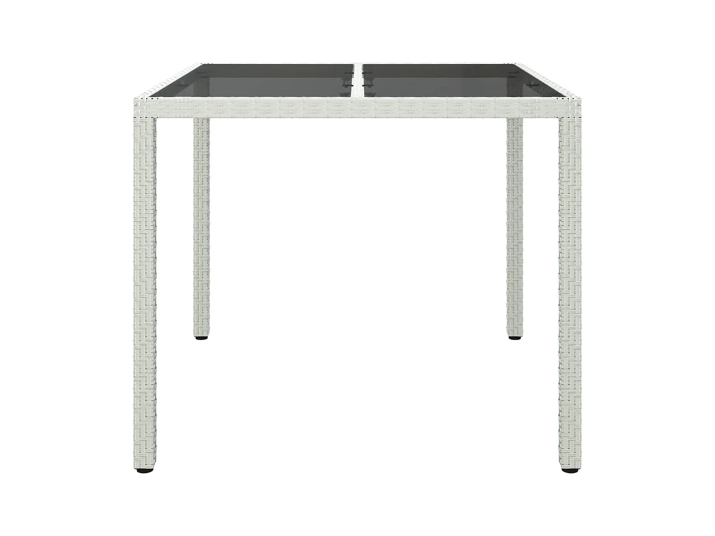 Tuintafel 90x90x75cm Gehard glas en geweven hars Wit