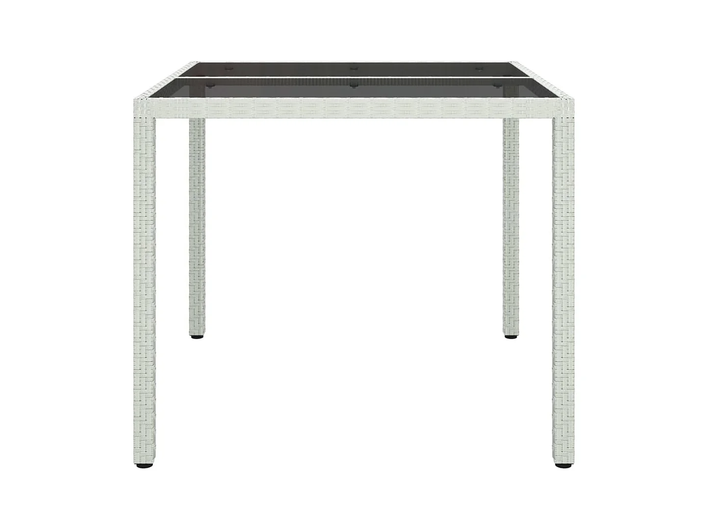 Tuintafel 90x90x75cm Gehard glas en geweven hars Wit