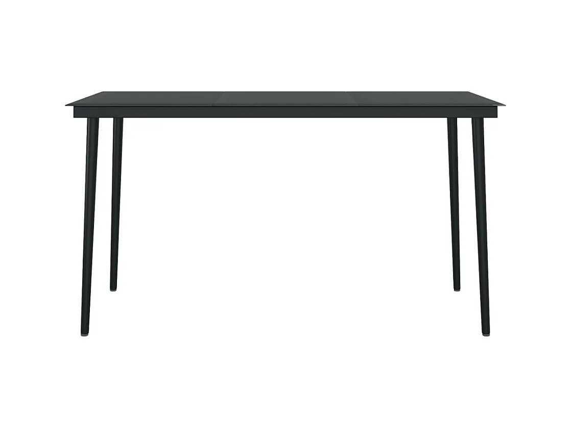Table à dîner de jardin Noir 140x70x74 cm Acier et verre