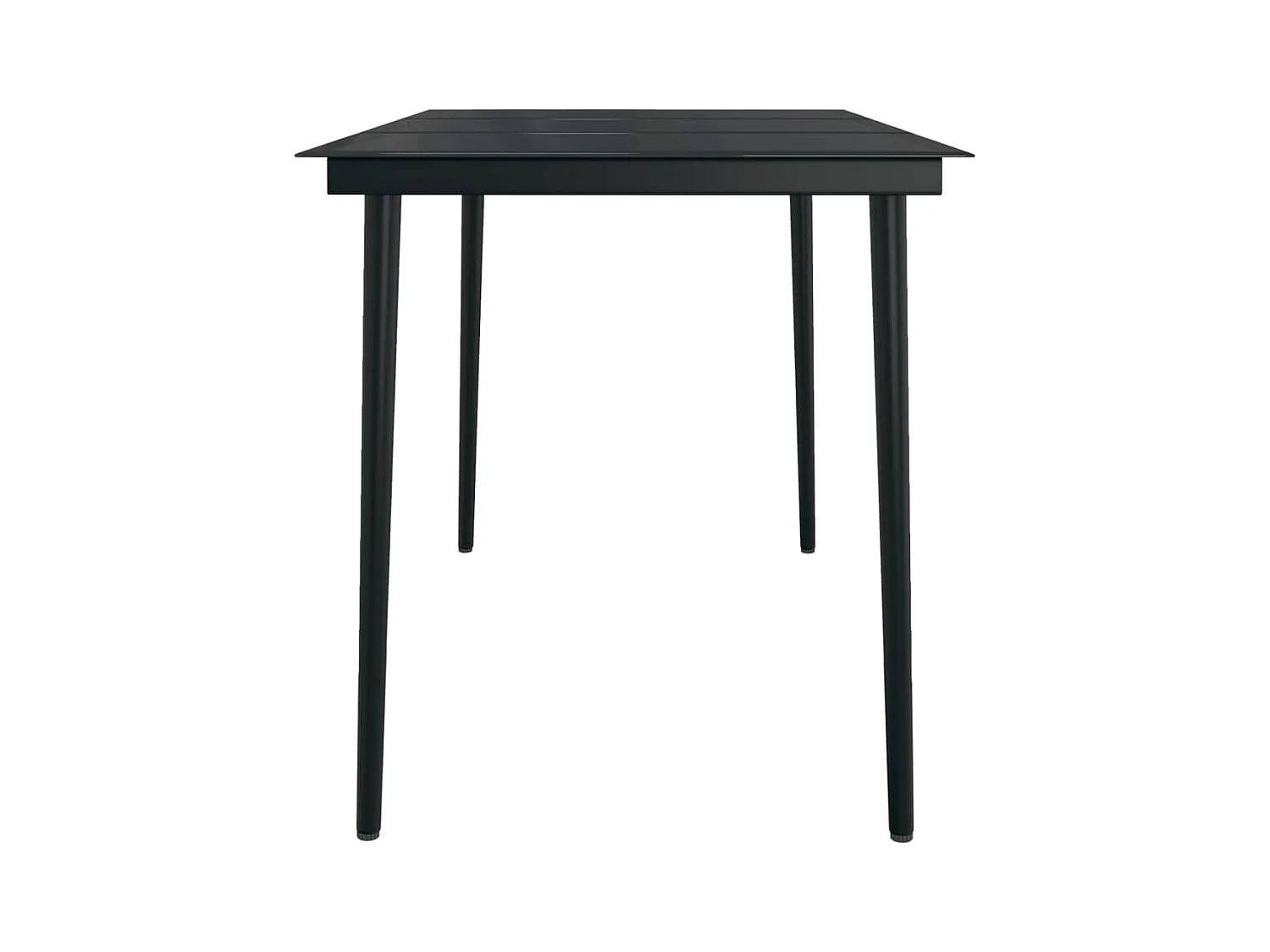 Table à dîner de jardin Noir 140x70x74 cm Acier et verre