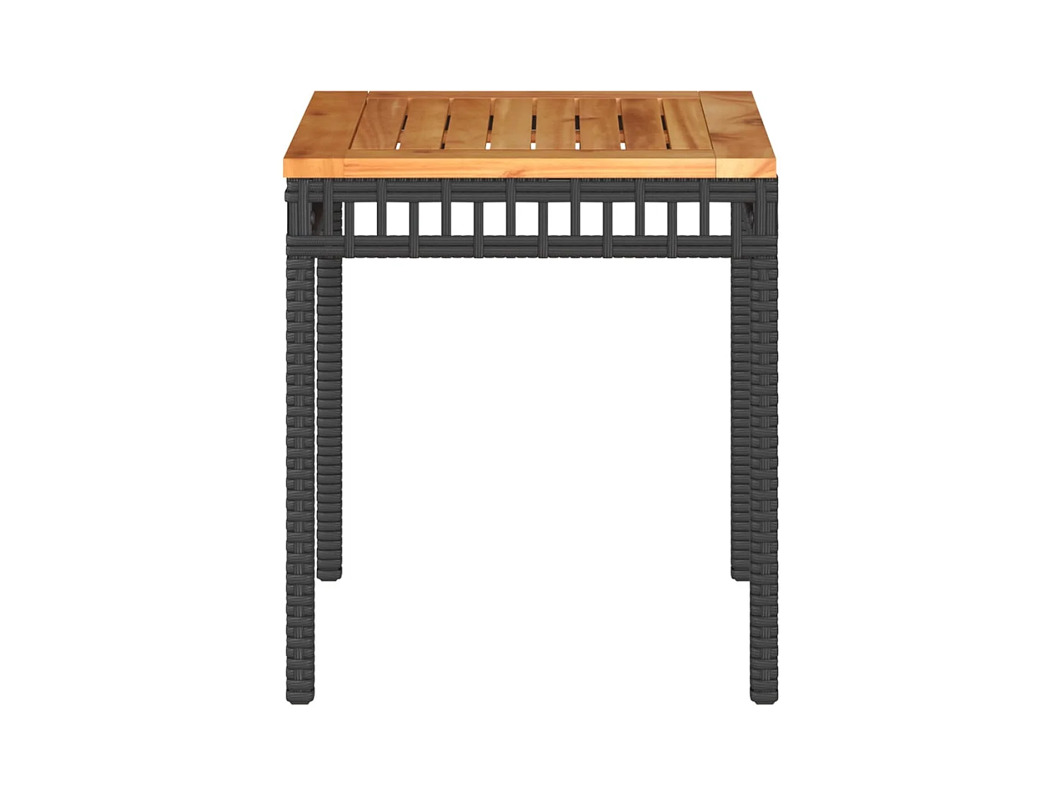 Zwarte tuintafel 38x38x42 cm gevlochten hars en acaciahout