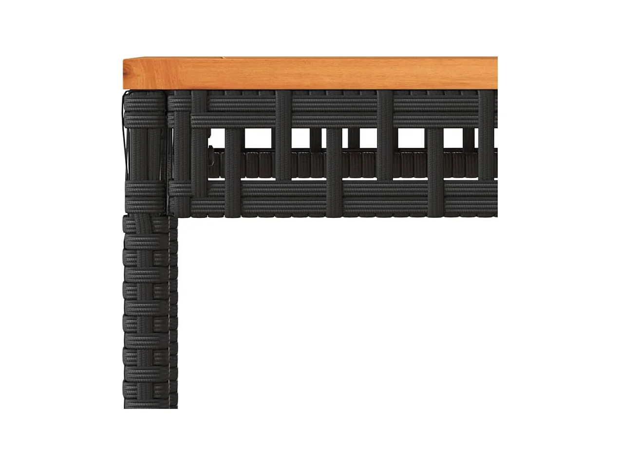 Zwarte tuintafel 38x38x42 cm gevlochten hars en acaciahout