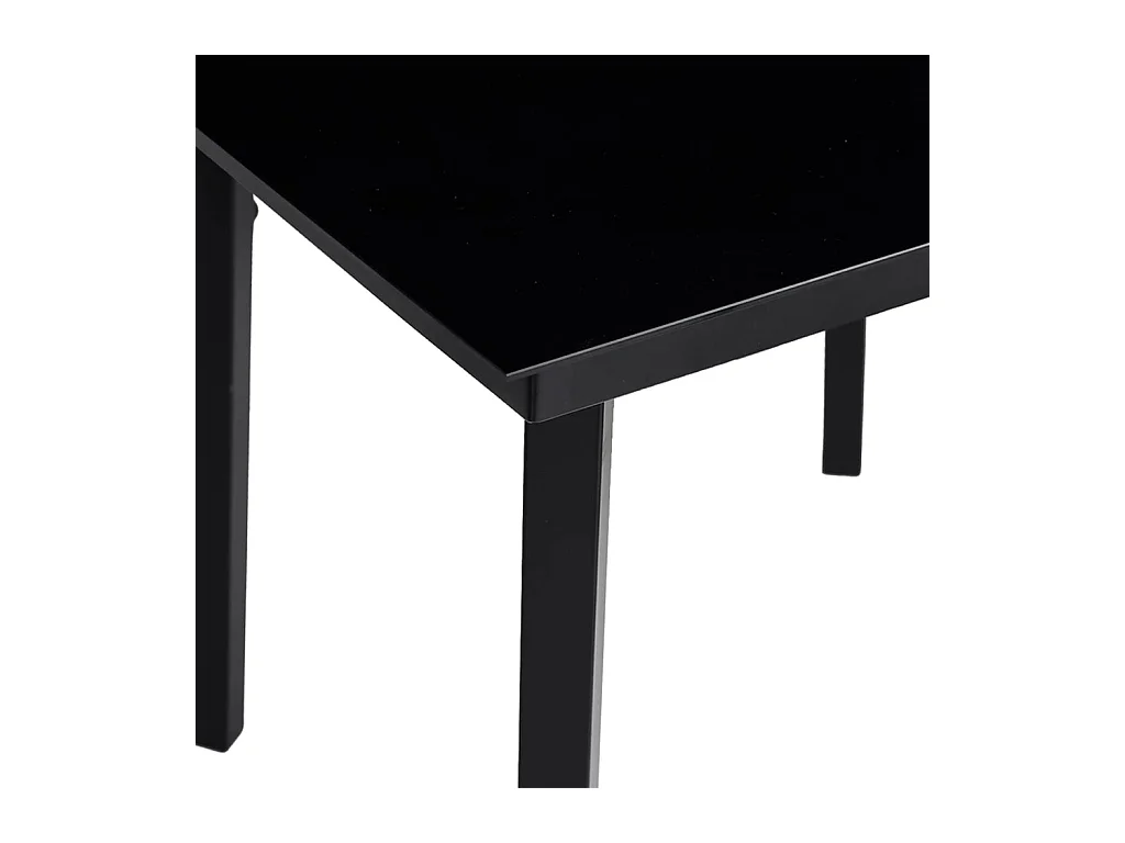 Table à dîner de jardin Noir 200x100x74 cm Acier et verre