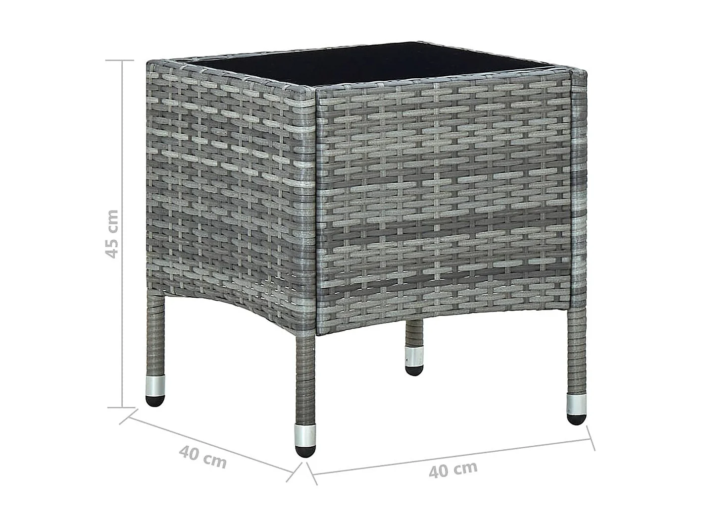Mesa de jardín gris 40x40x45 cm resina tejida