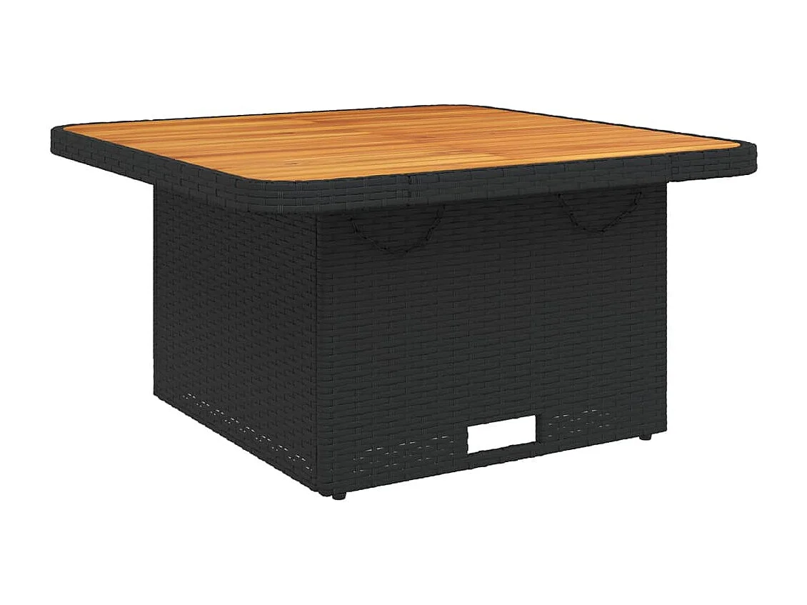 Zwarte tuintafel 80x80x71 cm gevlochten hars en acaciahout