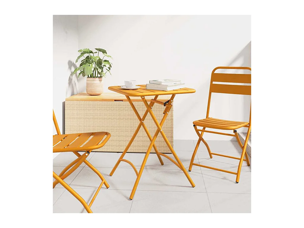 Tavolo da giardino senape 55 x 55 x 73 cm in acciaio verniciato a polvere