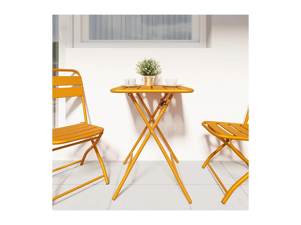 Tavolo da giardino senape 55 x 55 x 73 cm in acciaio verniciato a polvere