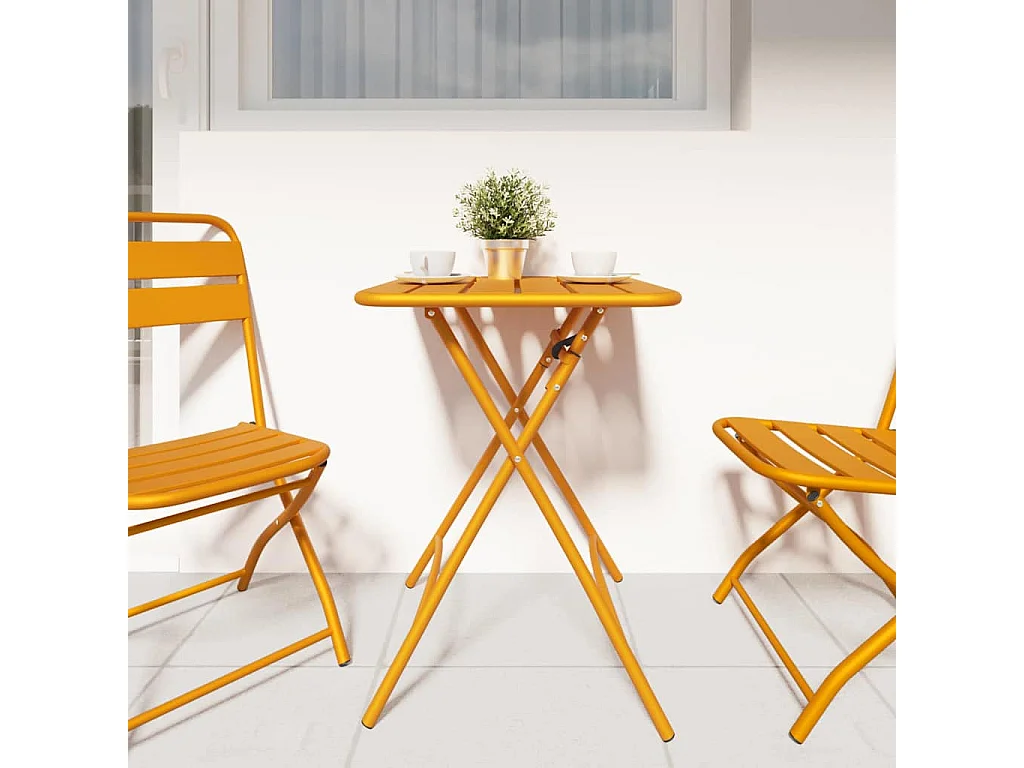 Mesa de jardín color mostaza 55 x 55 x 73 cm acero con recubrimiento en polvo