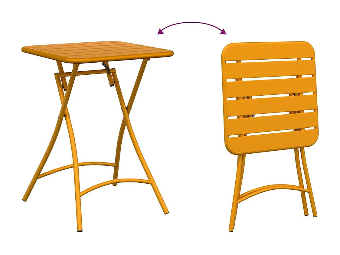 Mesa de jardín color mostaza 55 x 55 x 73 cm acero con recubrimiento en polvo