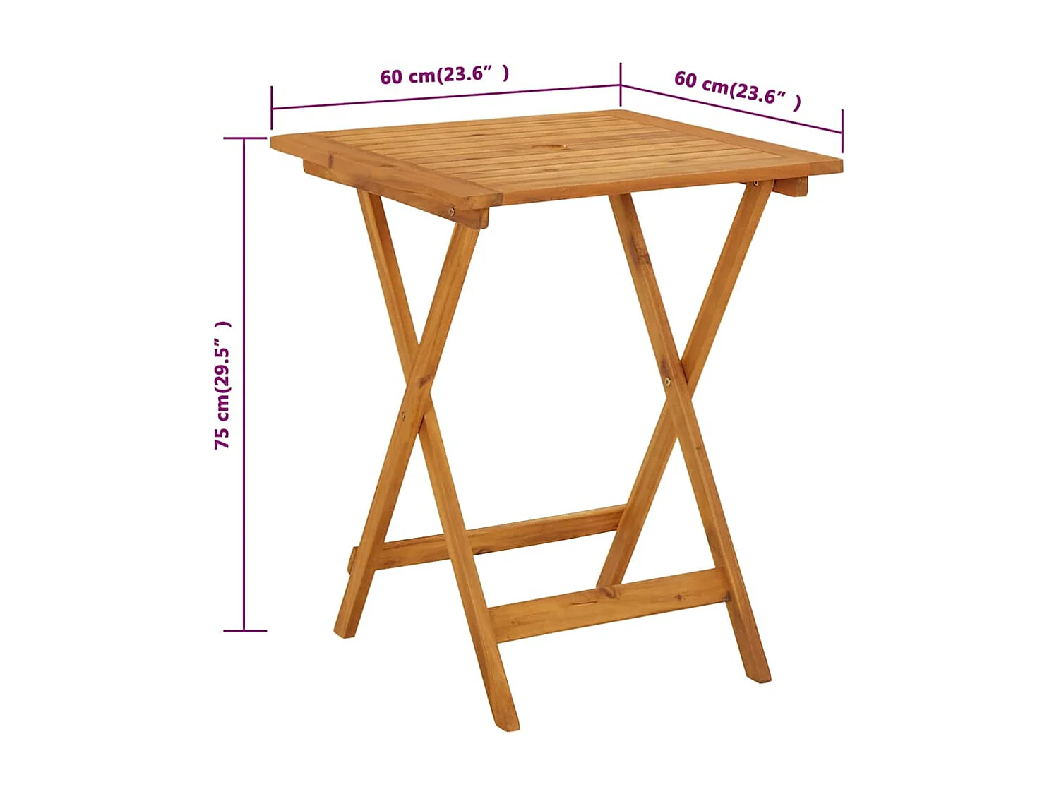 Opvouwbare tuintafel 60x60x75 cm Massief acaciahout