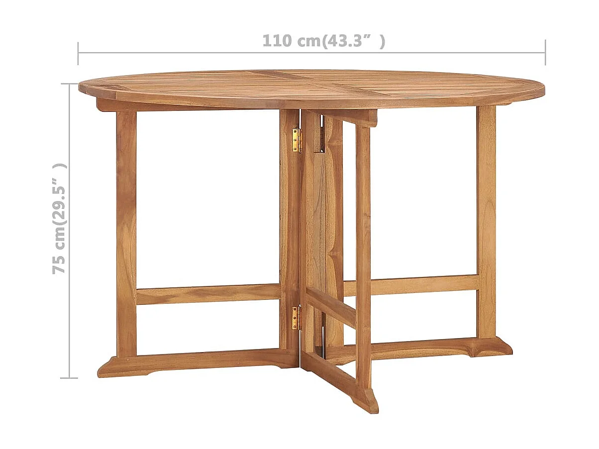 Opvouwbare tuintafel Ø110x75 cm Massief teakhout